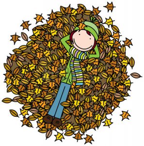 32349266-ilustracion-de-dibujos-animados-de-una-nina-sonriente-acostado-en-un-monton-de-hojas
