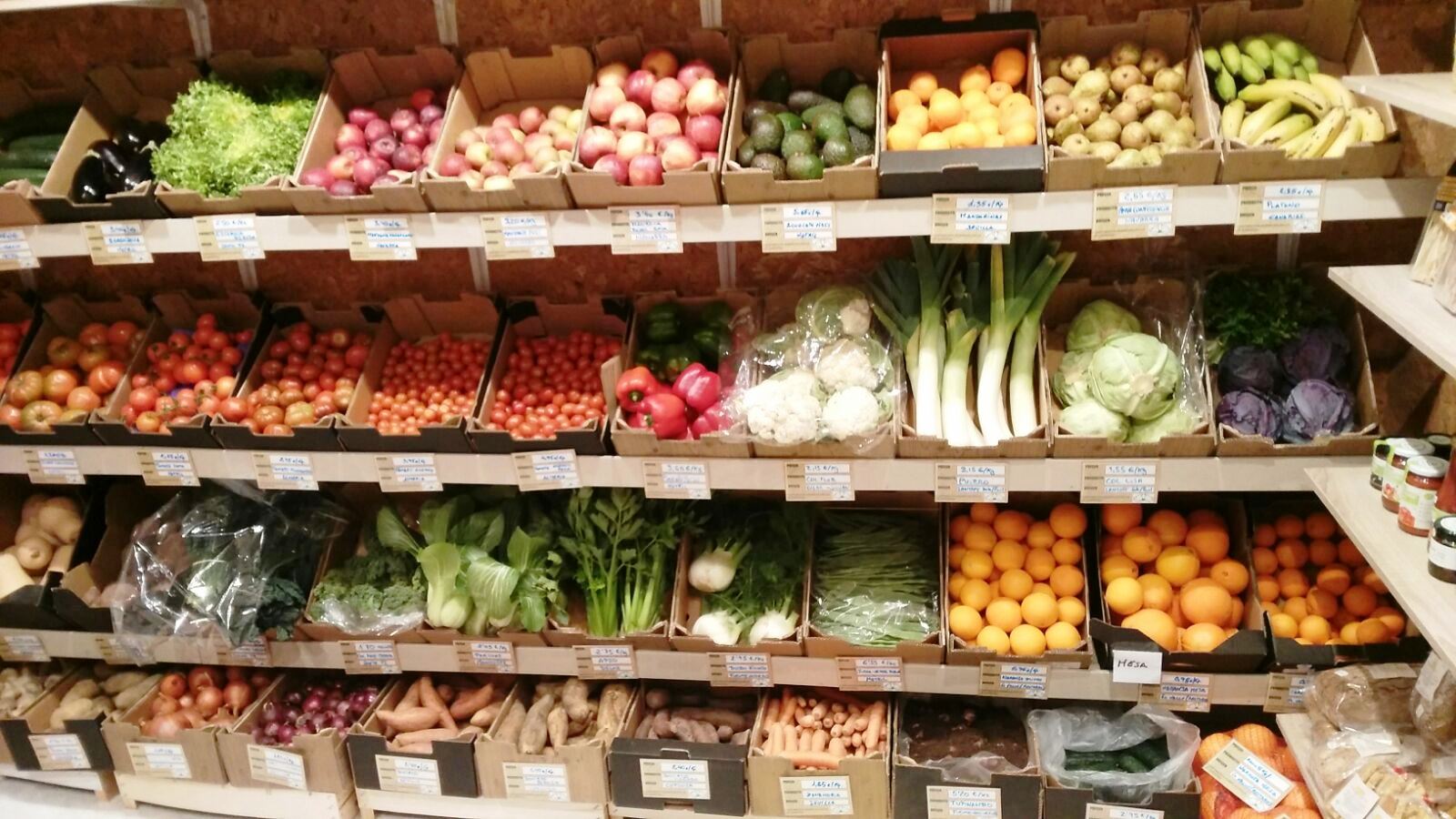 Variedad de verduras y frutas