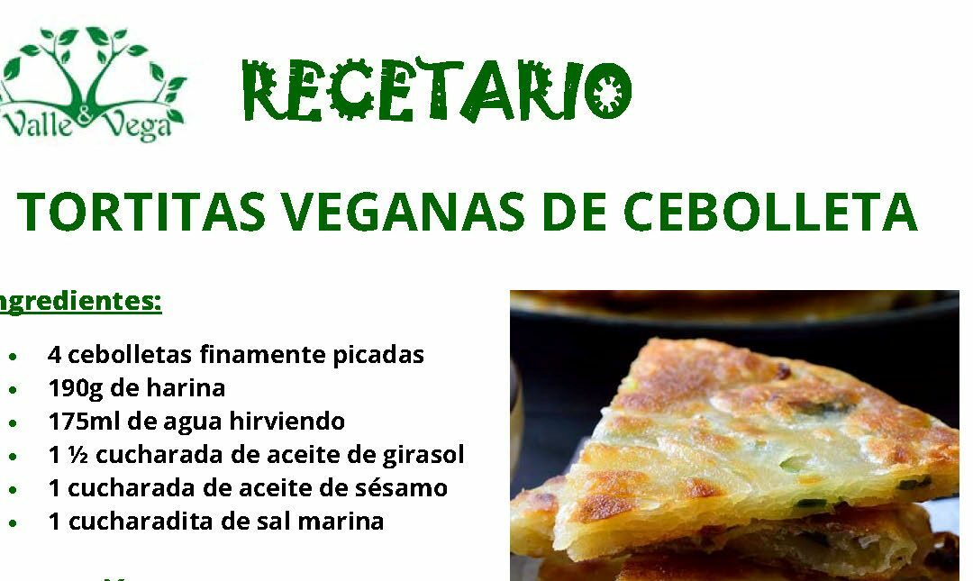 Recetario Valle y Vega. Tortitas veganas de cebolleta