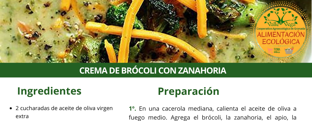 Recetario Valle y Vega. Crema de brócoli con zanahoria 🥦🥕