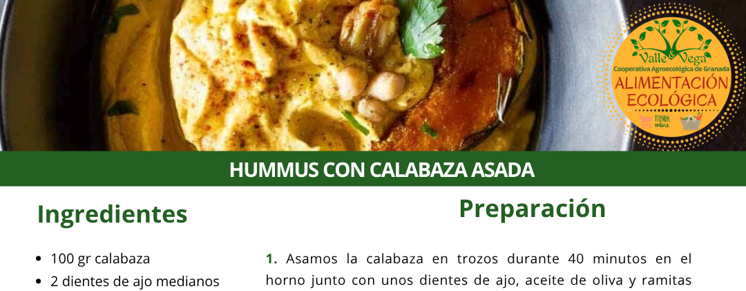 Recetario Valley Vega. Hummus con calabaza asada 😋