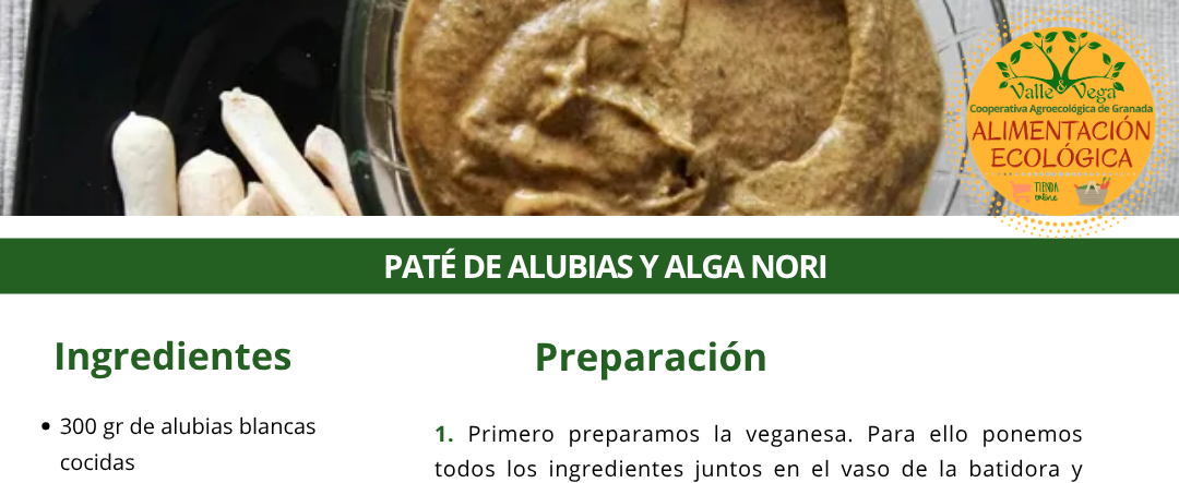 Recetario Valle y Vega. Paté de alubias y alga nori 👌